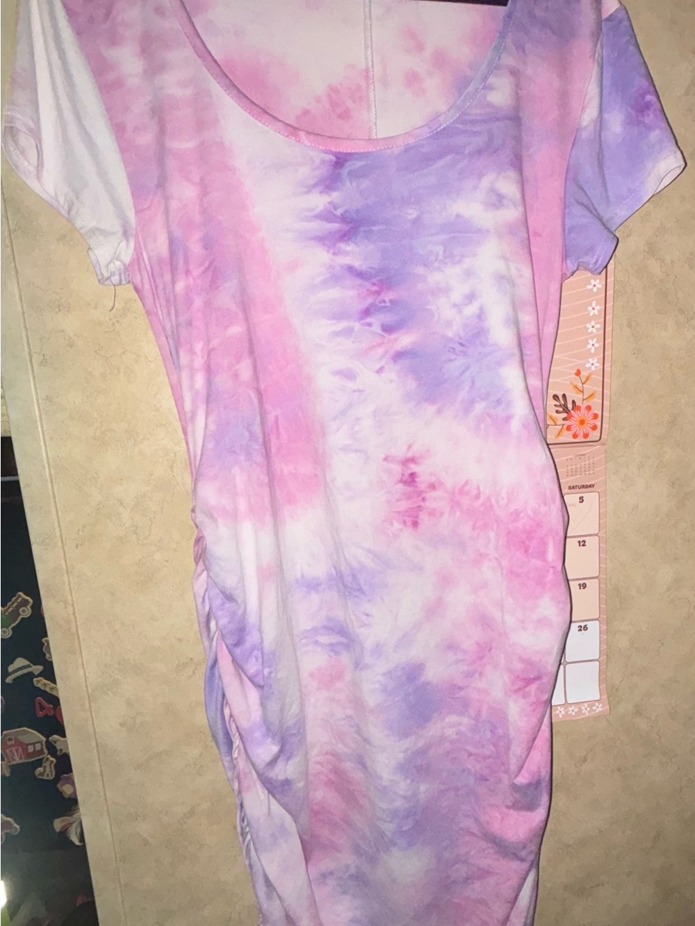 Tie-Dye Scoop Neck Women’s Top - Pink & Lavender